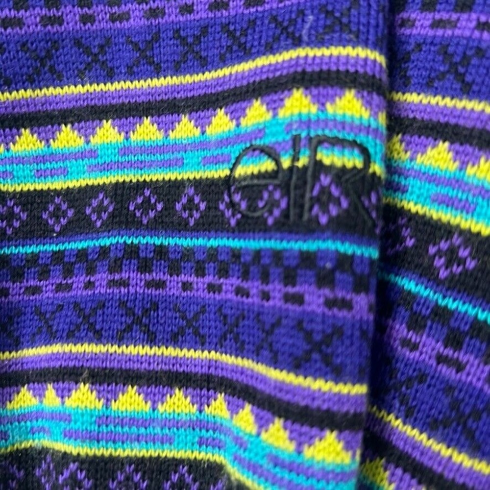 EIR Sports Sweater 1/4 Zip‎ Unisex Medium Gore XCR Fair Isle 80s Vintage Lined - Picture 10 of 11